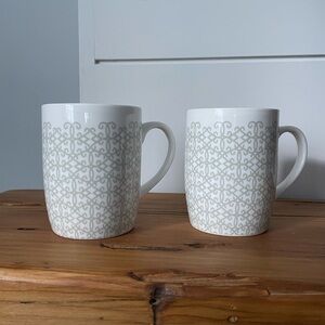 Starbucks Set of Two Coffee Tea Mugs White‎ Gray 11 Oz.